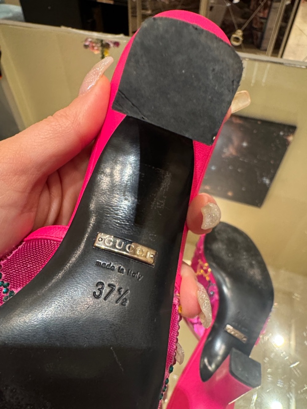 Gucci GG Monogram Demi Rhinestone Crystal Mesh Mules Heels - Picture 7 of 8